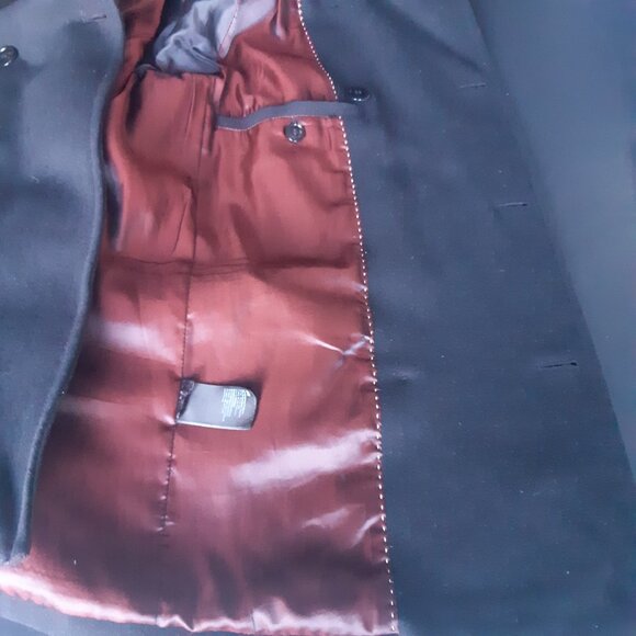 H&M 40R Black Double Breasted Wool Blend Men's Button Up Pea Coat - Picture 11 of 16